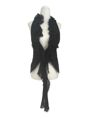 Elizabeth and James Black Ruffle Vest Halter Open Front Tie Back Size S NWOT